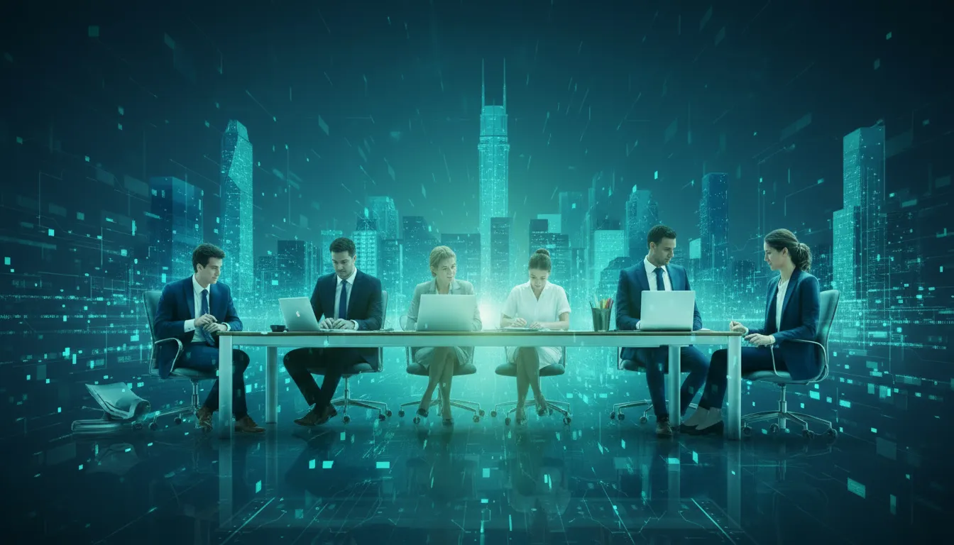 Modern business professionals collaborating on global food import partnerships and supply chain solutions
