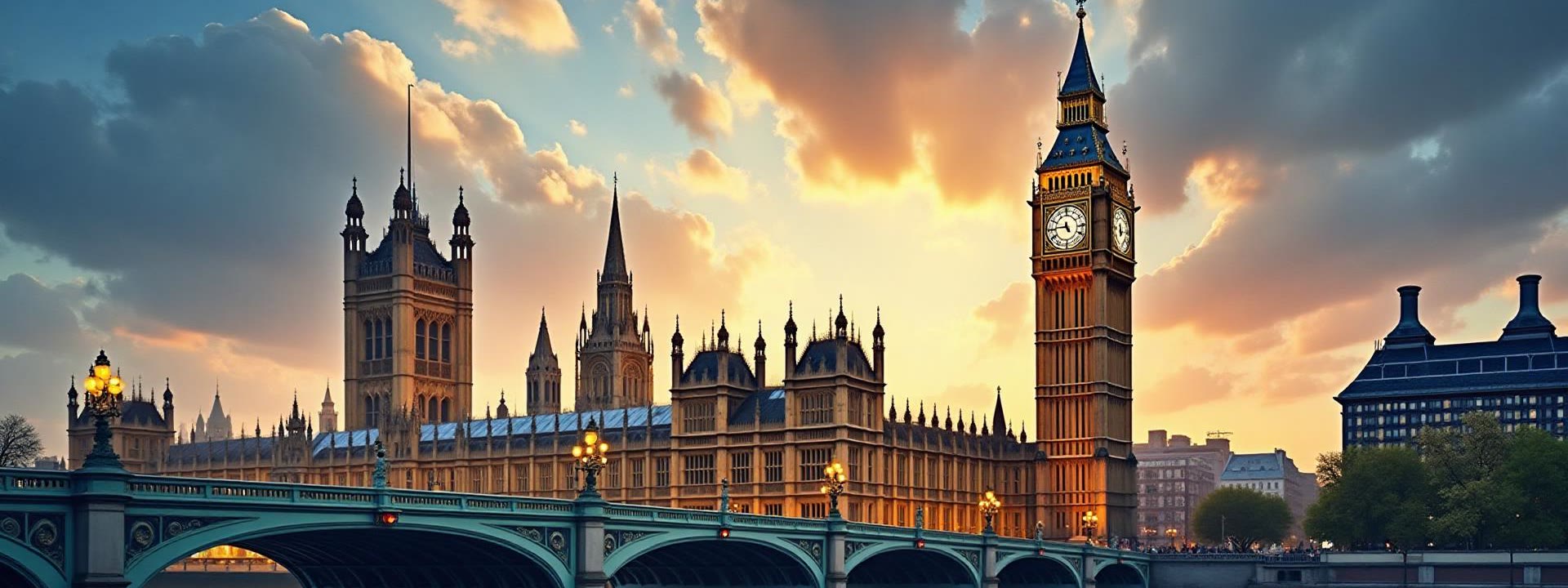 Westminster Bridge and Big Ben at sunset, London